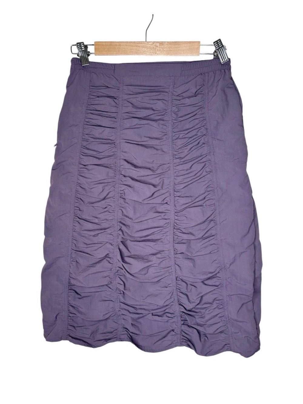 Hanna For La Journee Nylon Ruched Parachute Skirt Zip Pockets Purple Size Small - Picture 3 of 10